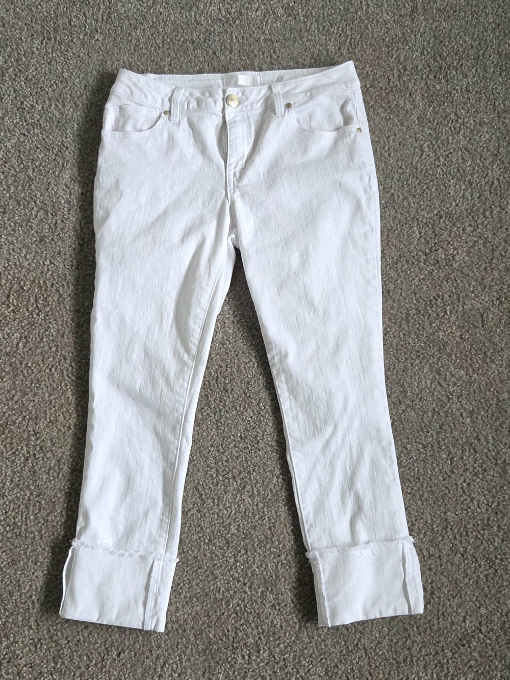 1822 Taylor High Rise White Denim Cropped Ankle Jeans